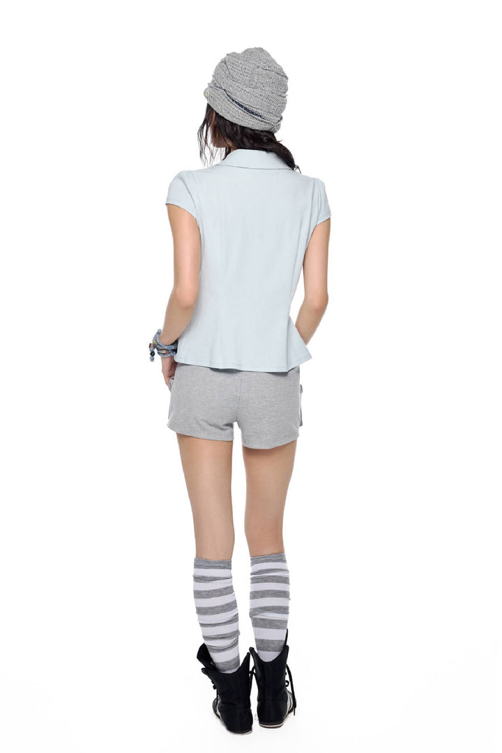 Asymmetric Button Collar Top