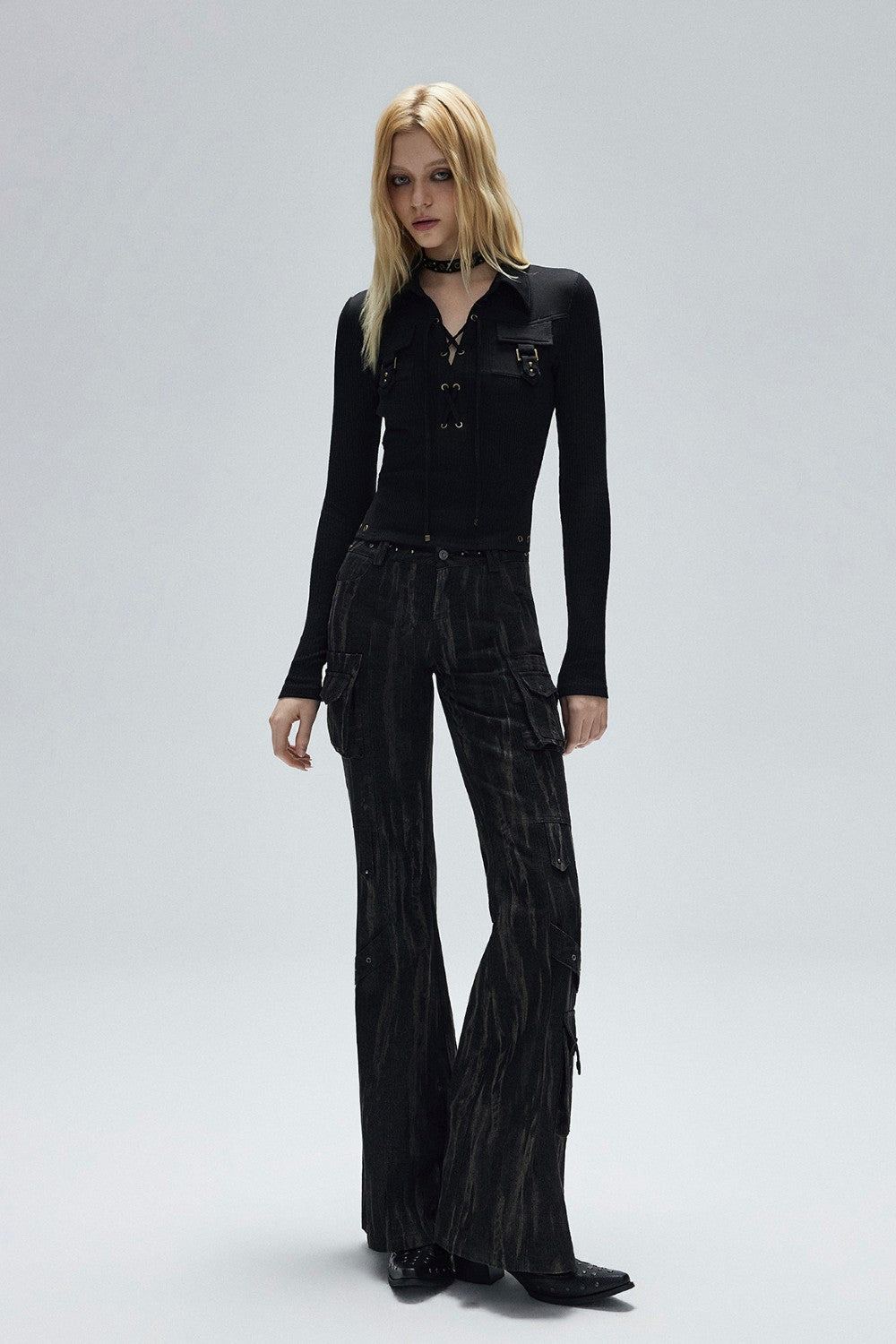 Vexa Lace-Up Collar Shirt