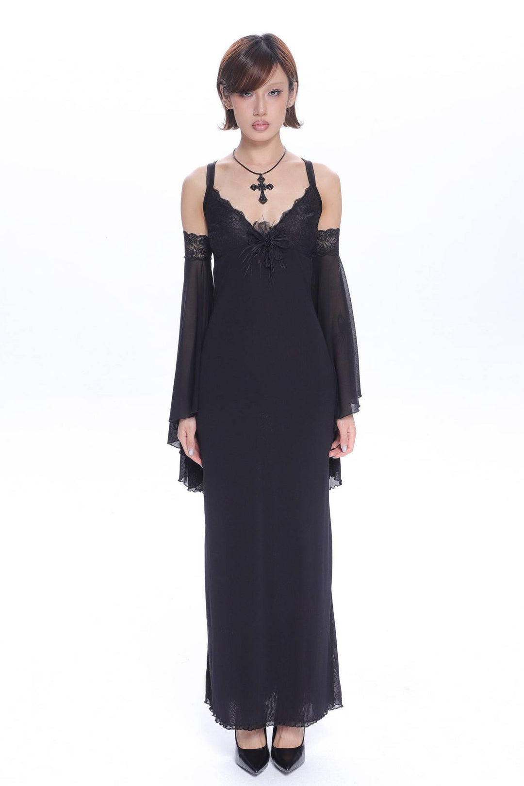Lace Panel Maxi Dress