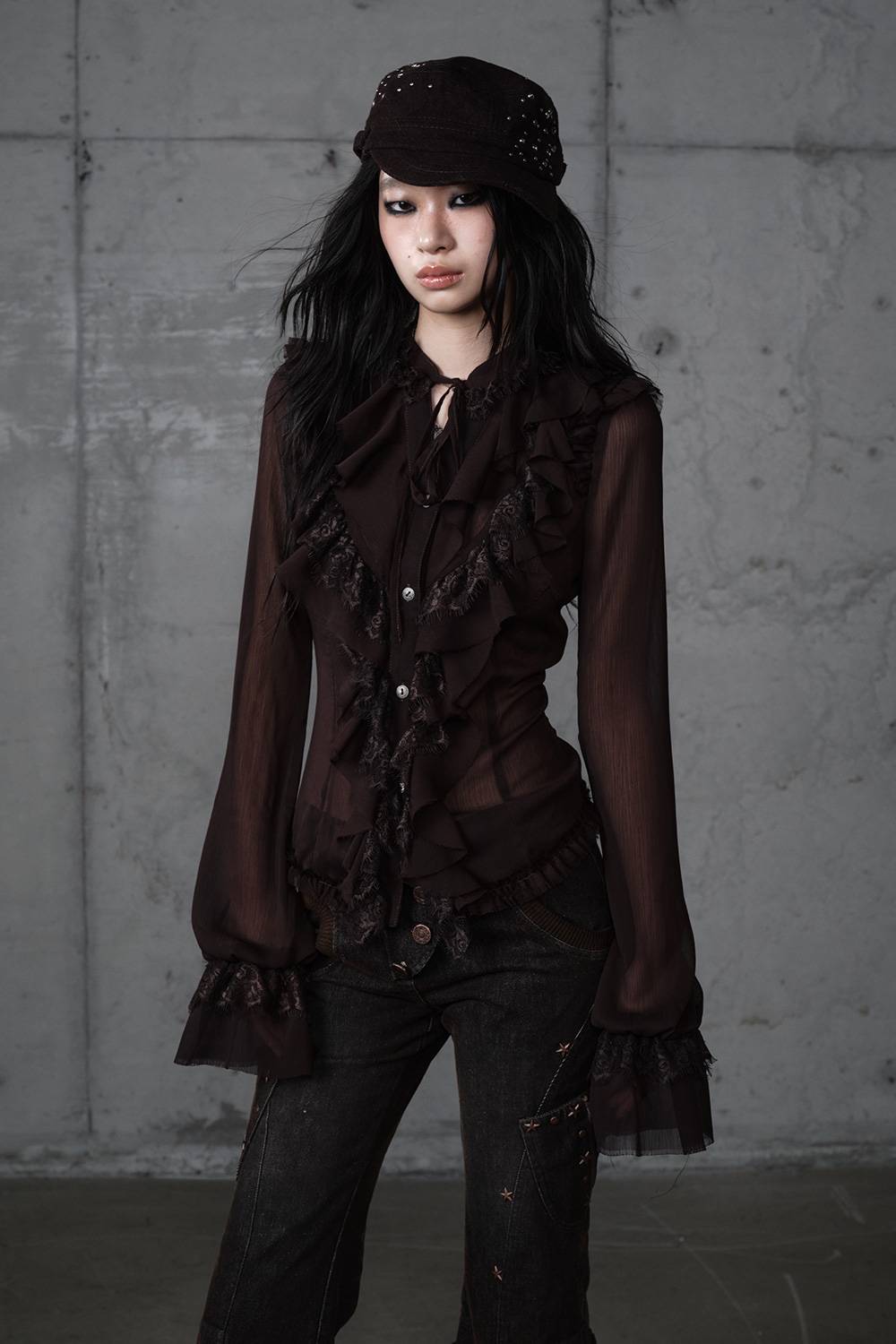 Vintage Ruffle Chiffon Blouse