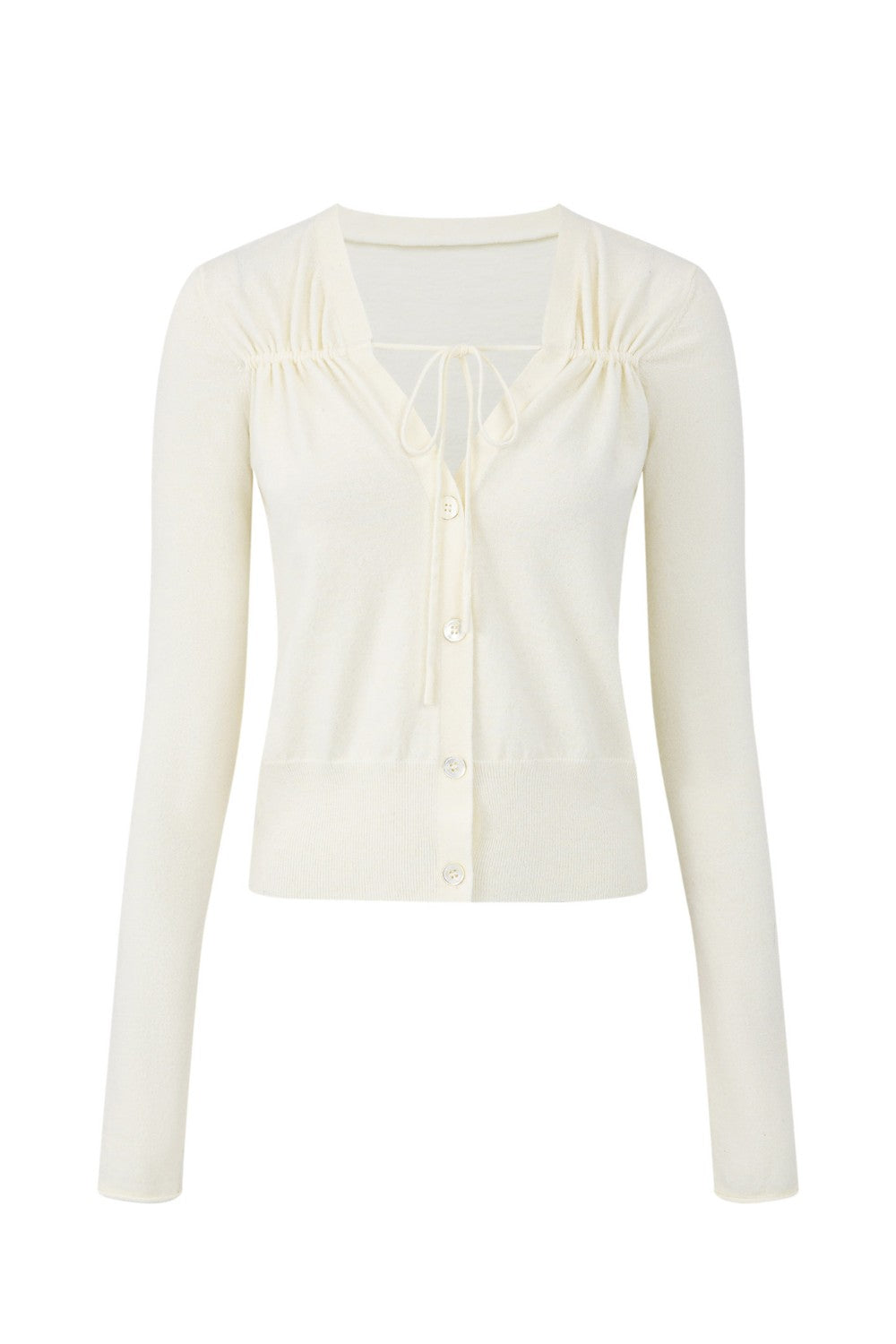 Ruched Tie Front Cardigan