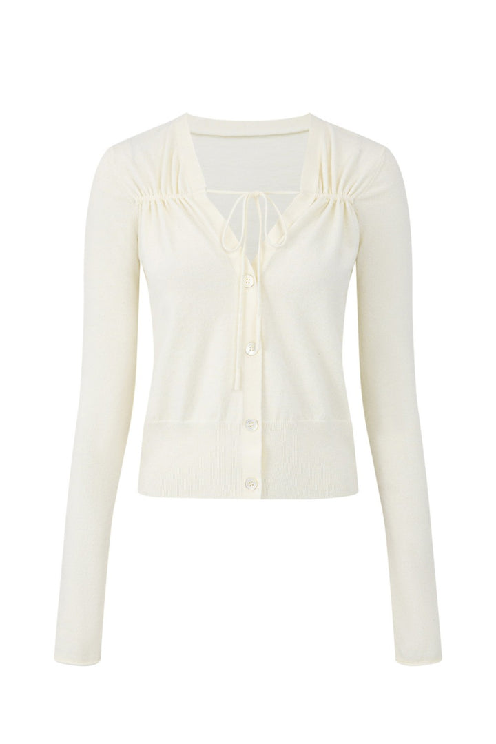 Ruched Tie Front Cardigan