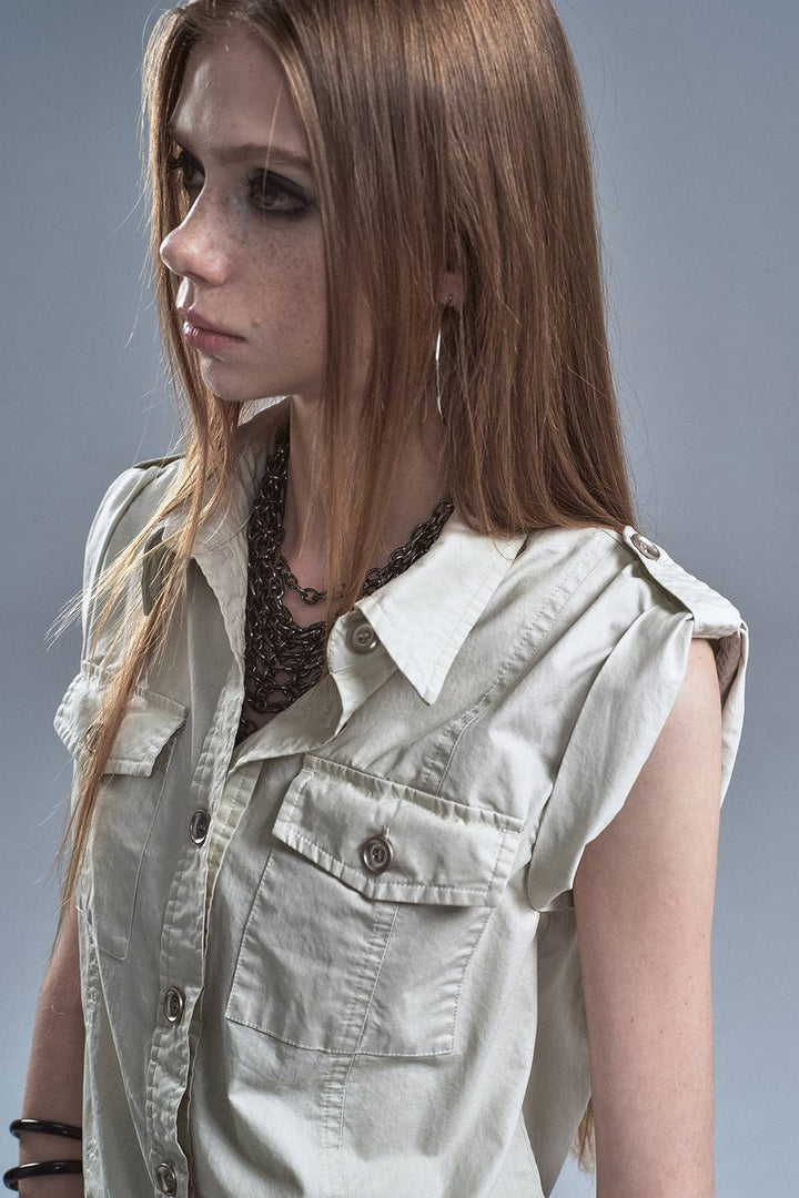 Sleeveless Utility Shirt