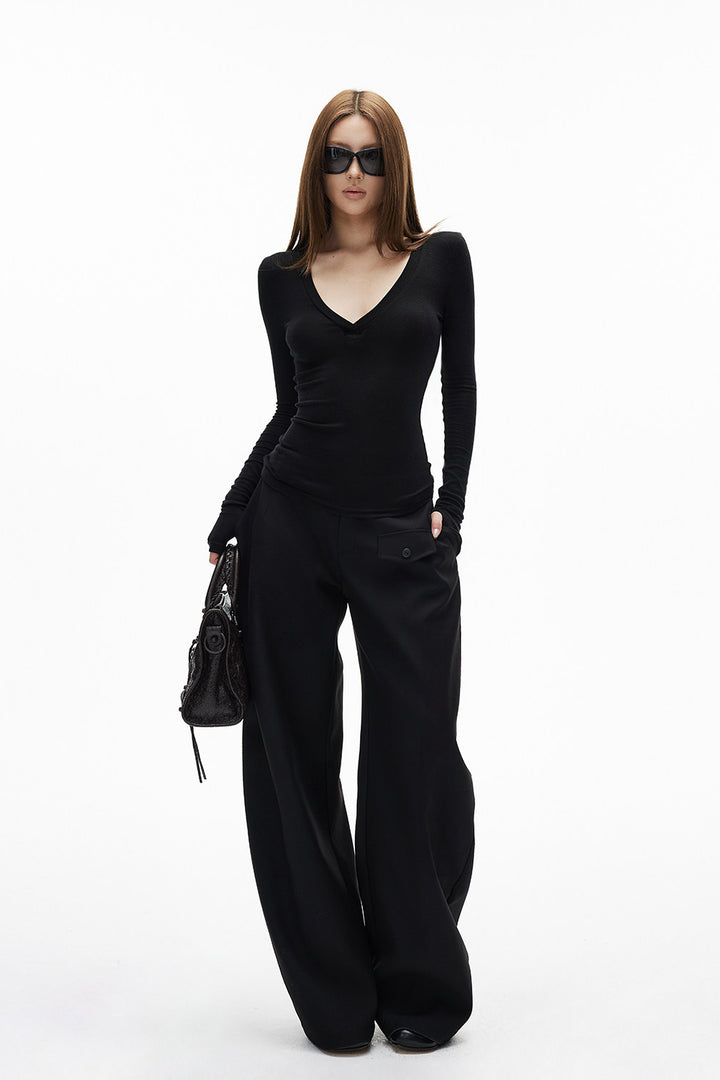 Minimal Curved Tailored Trousers