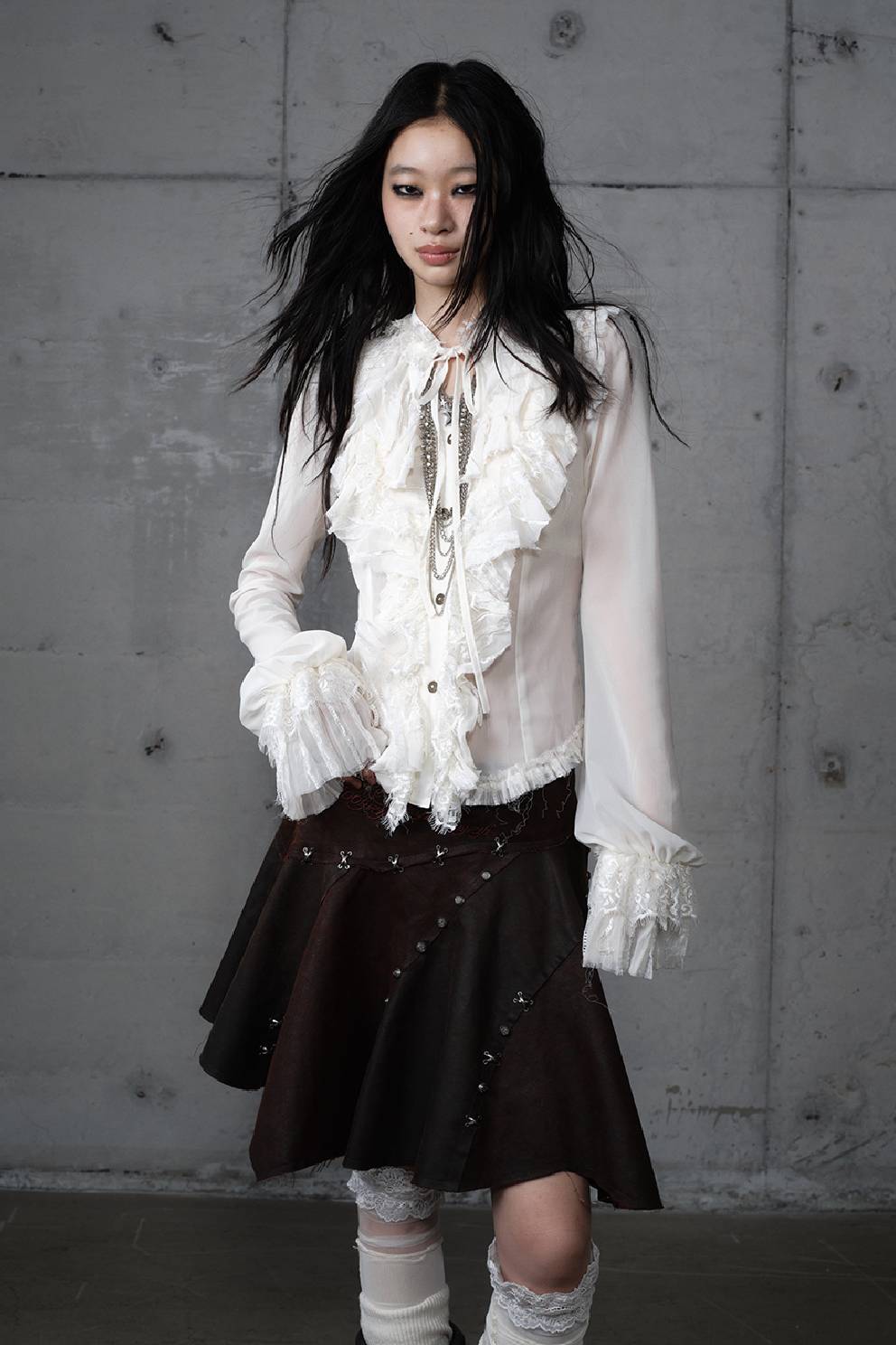 Vintage Ruffle Chiffon Blouse