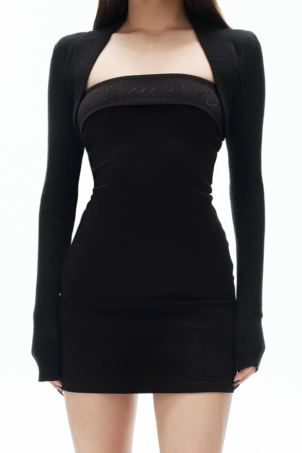 Rhinestone Bandeau Mini Dress S Rhinestone Bandeau Mini Dress S