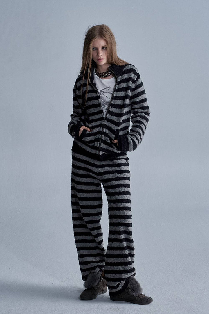 Striped Plush Lounge Set