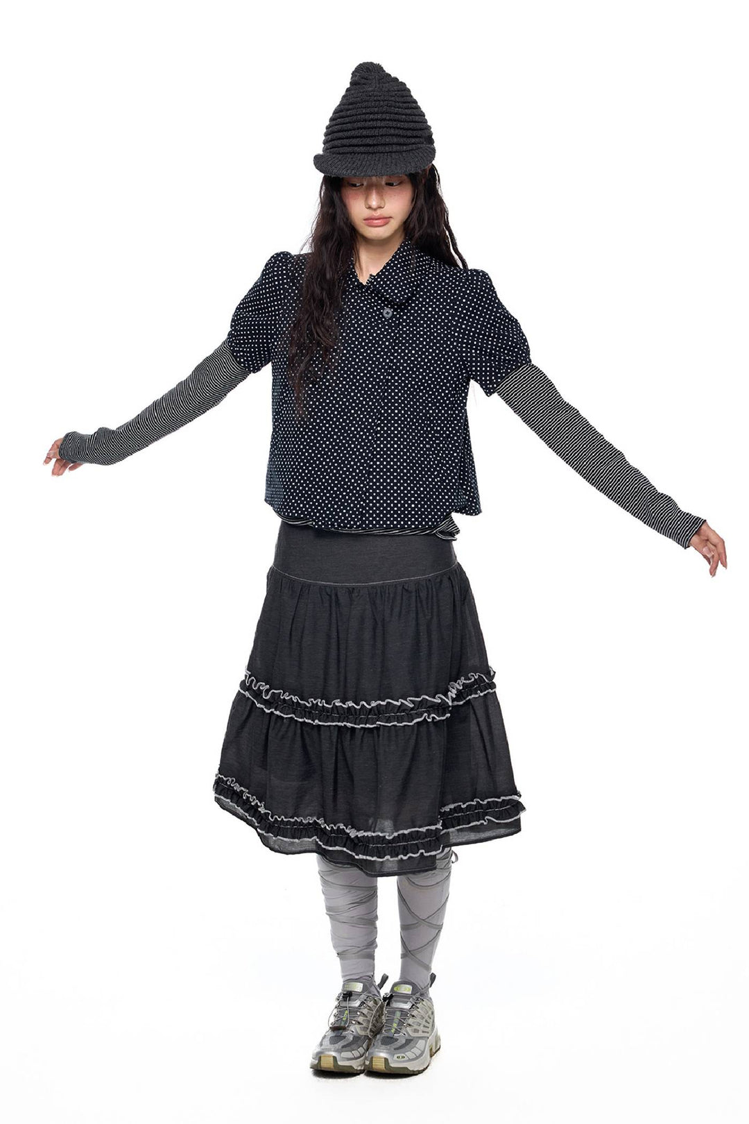 Layered Frill Midi Skirt