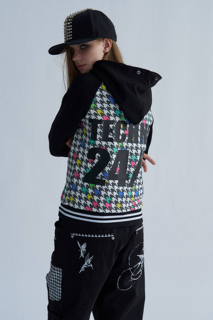 Pixel Houndstooth Zip Hoodie