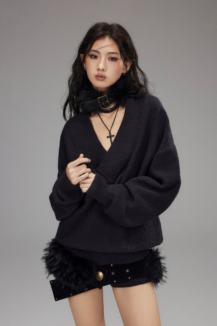 Knit V-Neck Lounge Sweater