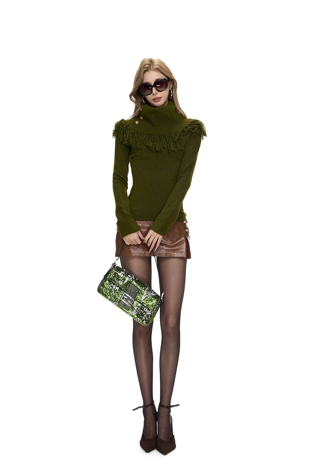 Asymmetric Faux Mini Skirt