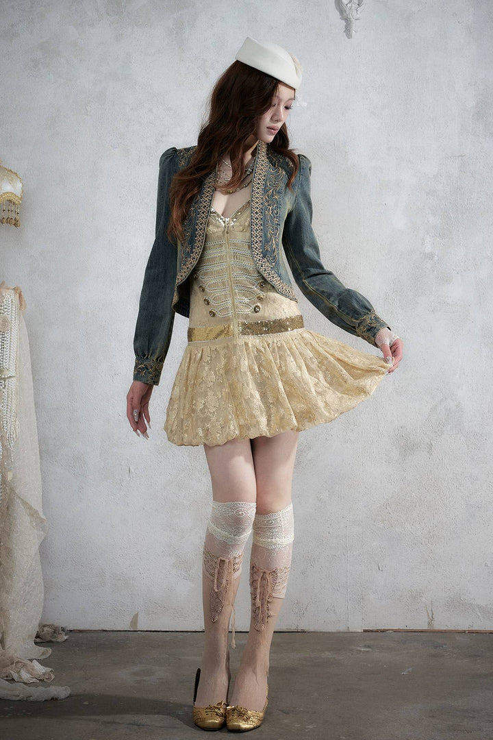 Jacquard Bubble Mini Dress