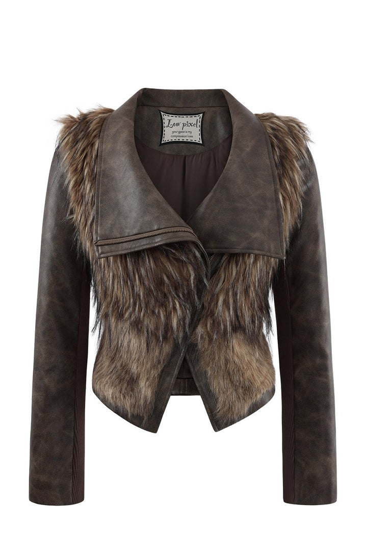 Faux Fur Leather Jacket