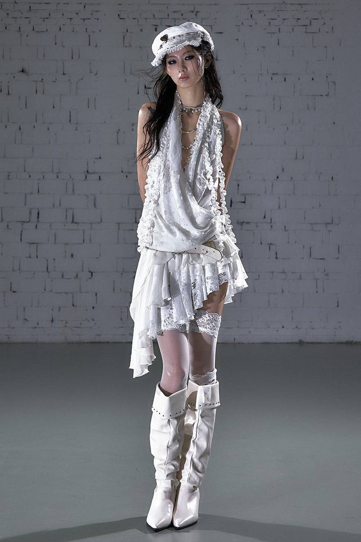 Asymmetrical Lace Drift Dress