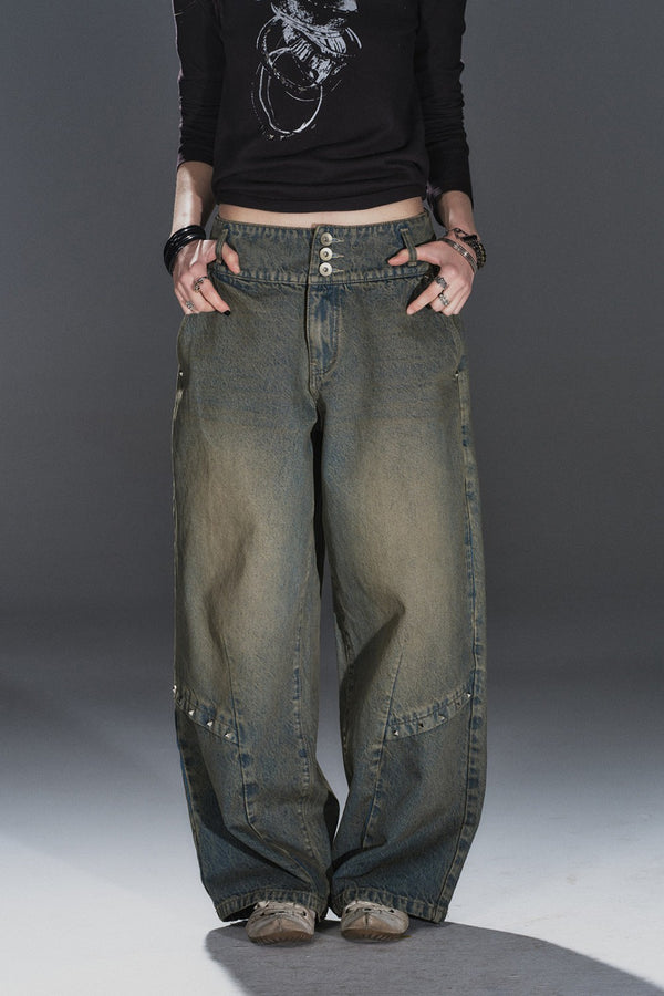 Studded Wide Denim Jeans
