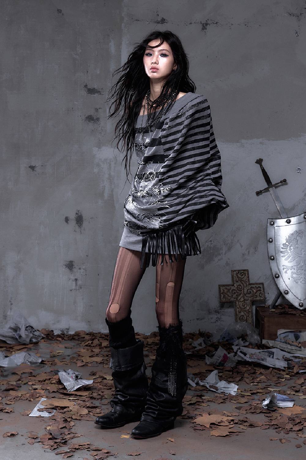 Layered Stripe Oversized Sweater