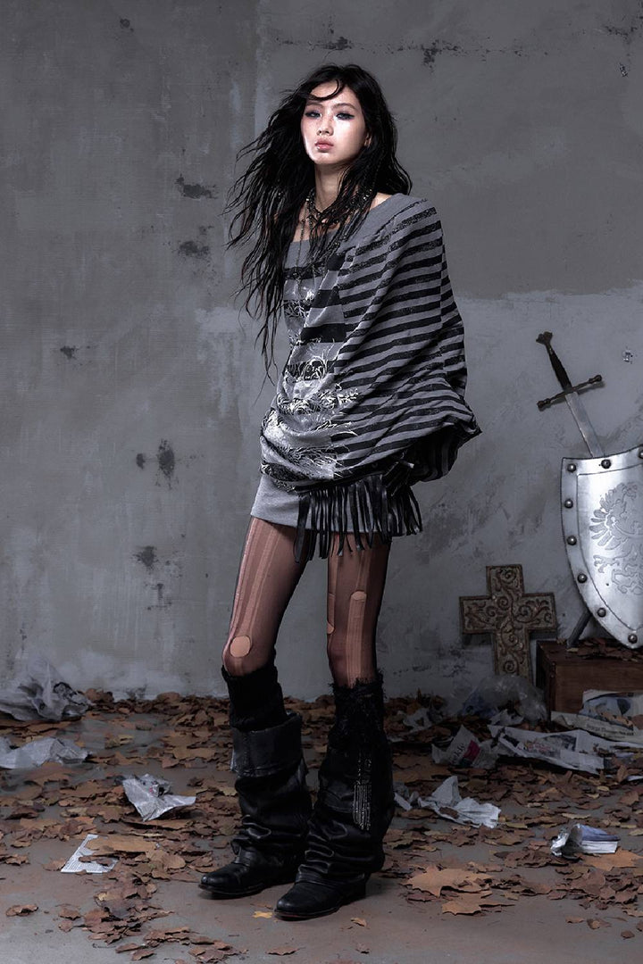 Layered Stripe Oversized Sweater