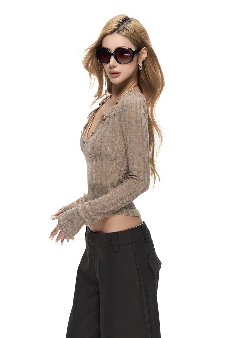 Shimmer Rib Knit Top