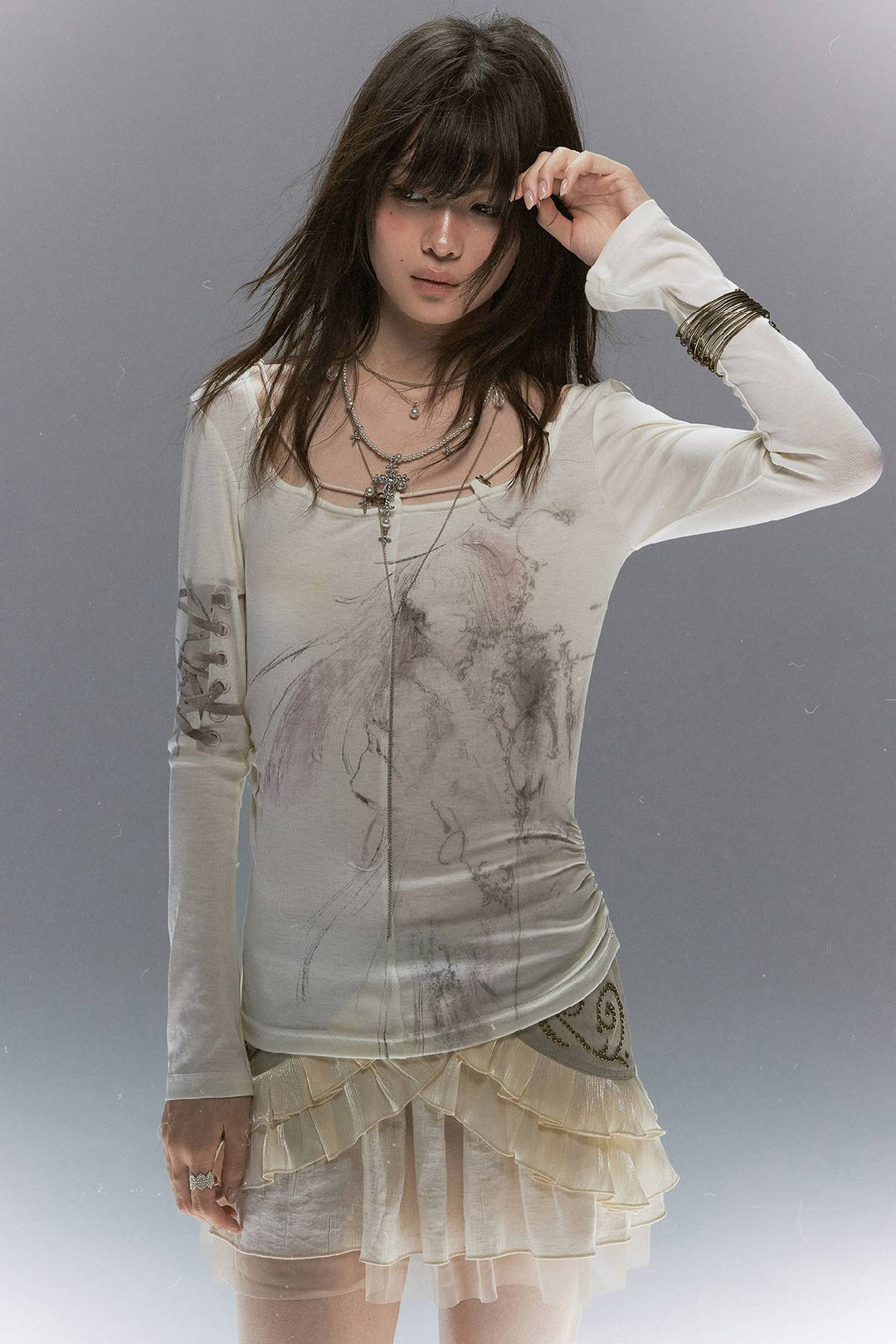 Lace Strap Graphic Top