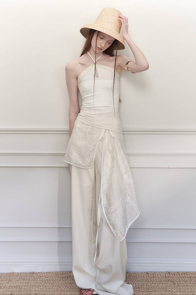 Draped Lace Overlay Pants