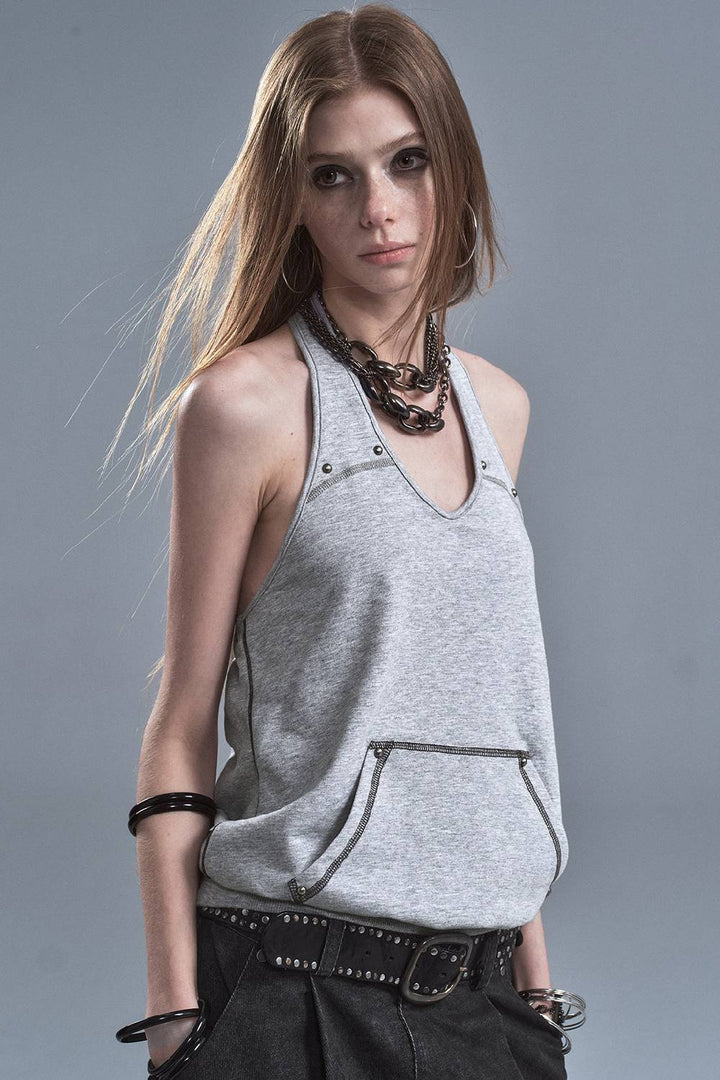 Studded Heather Halter Top