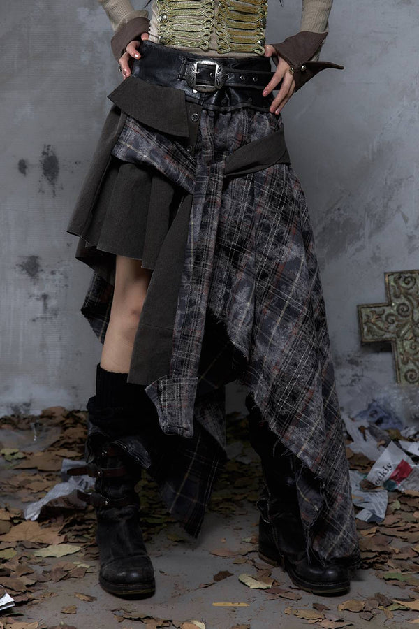 Plaid Wrap Maxi Skirt