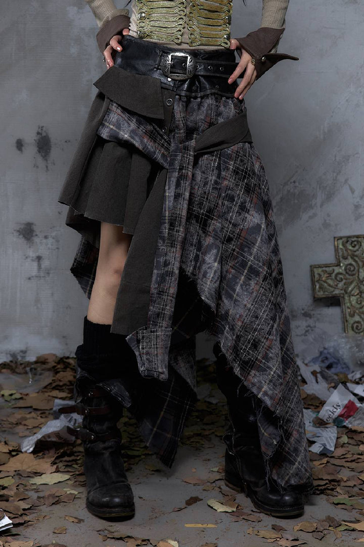 Plaid Wrap Maxi Skirt
