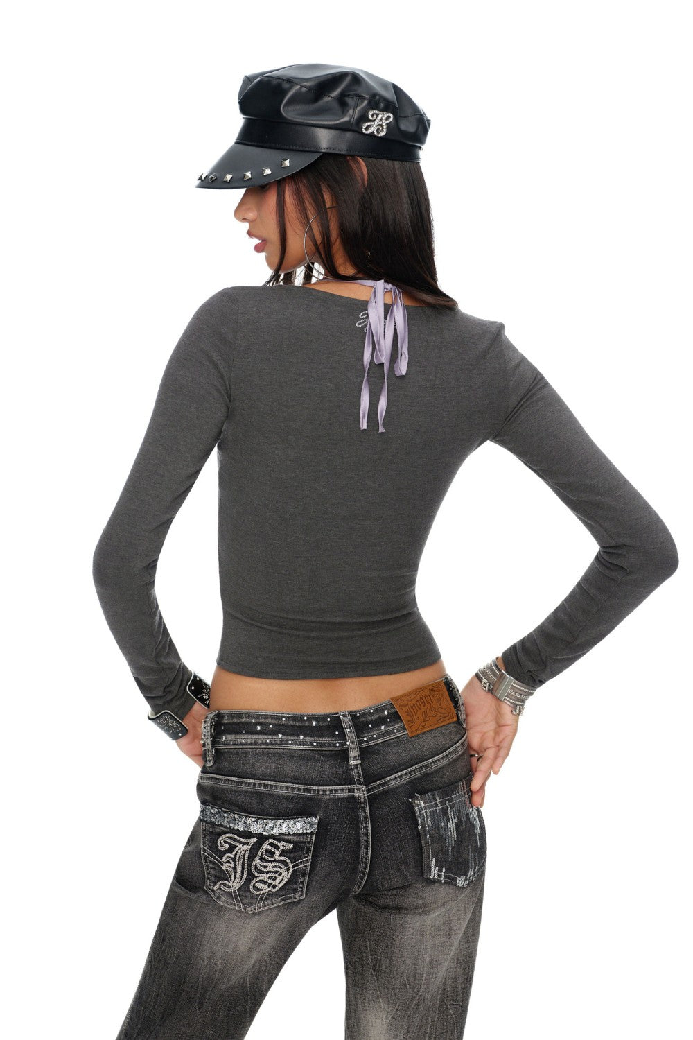 Lilac Satin Layered Long-Sleeve