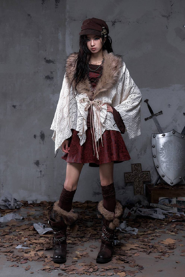 Lace Fur Poncho
