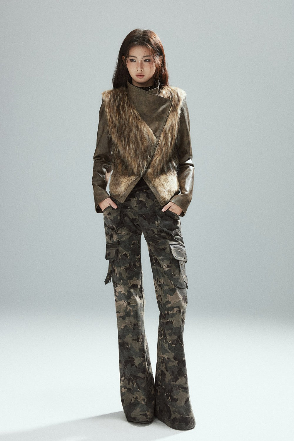 Faux Fur Leather Jacket