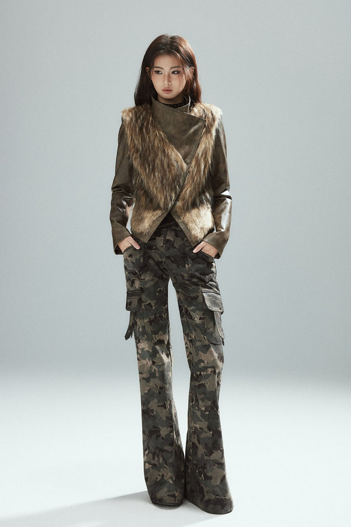 Faux Fur Leather Jacket