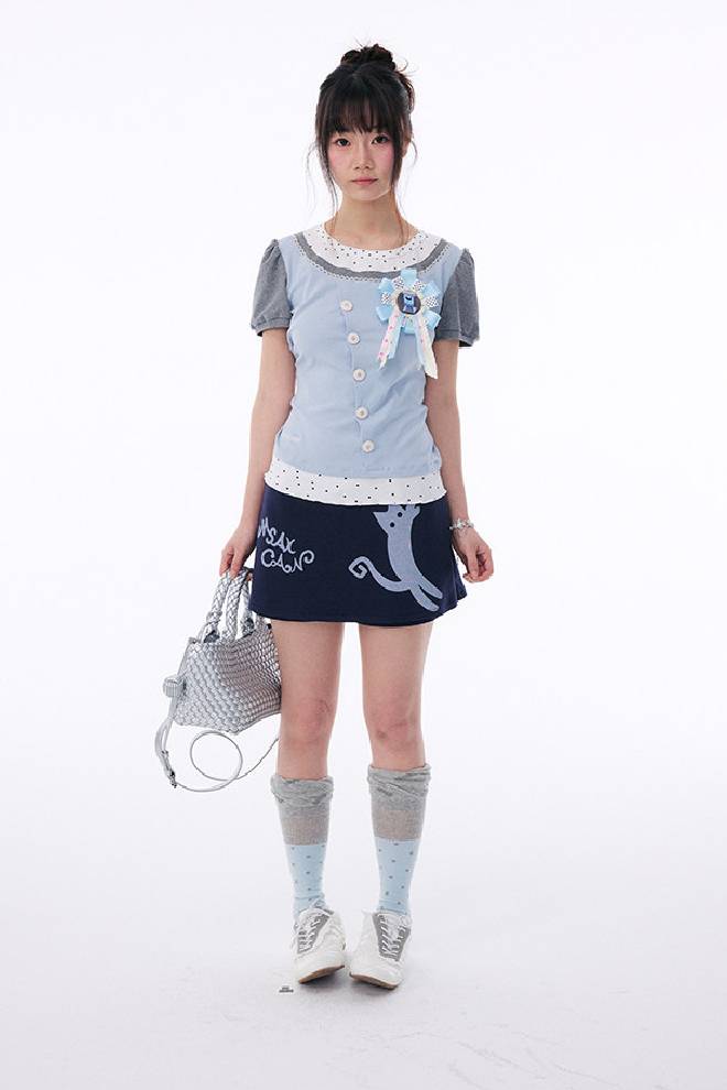 Layered Graphic Mini Skirt