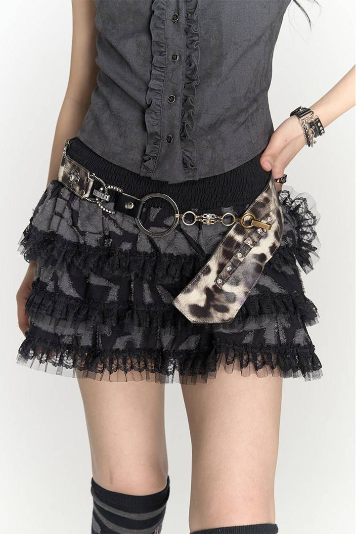 Tiered Mesh Mini Skirt