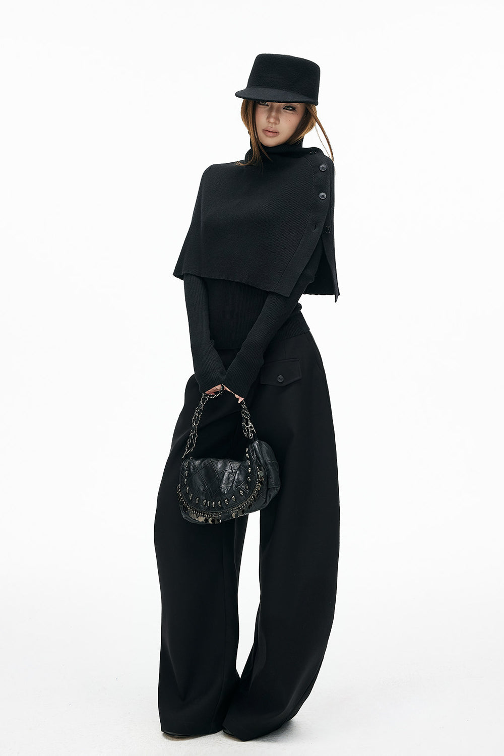 Ribbed Cape Henley Top