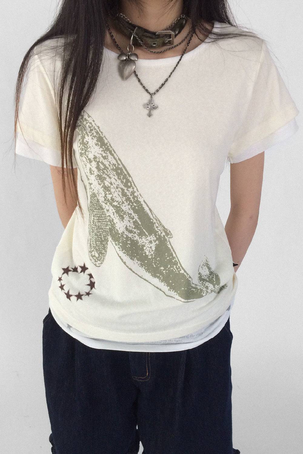 Whale Print Relaxed Tee