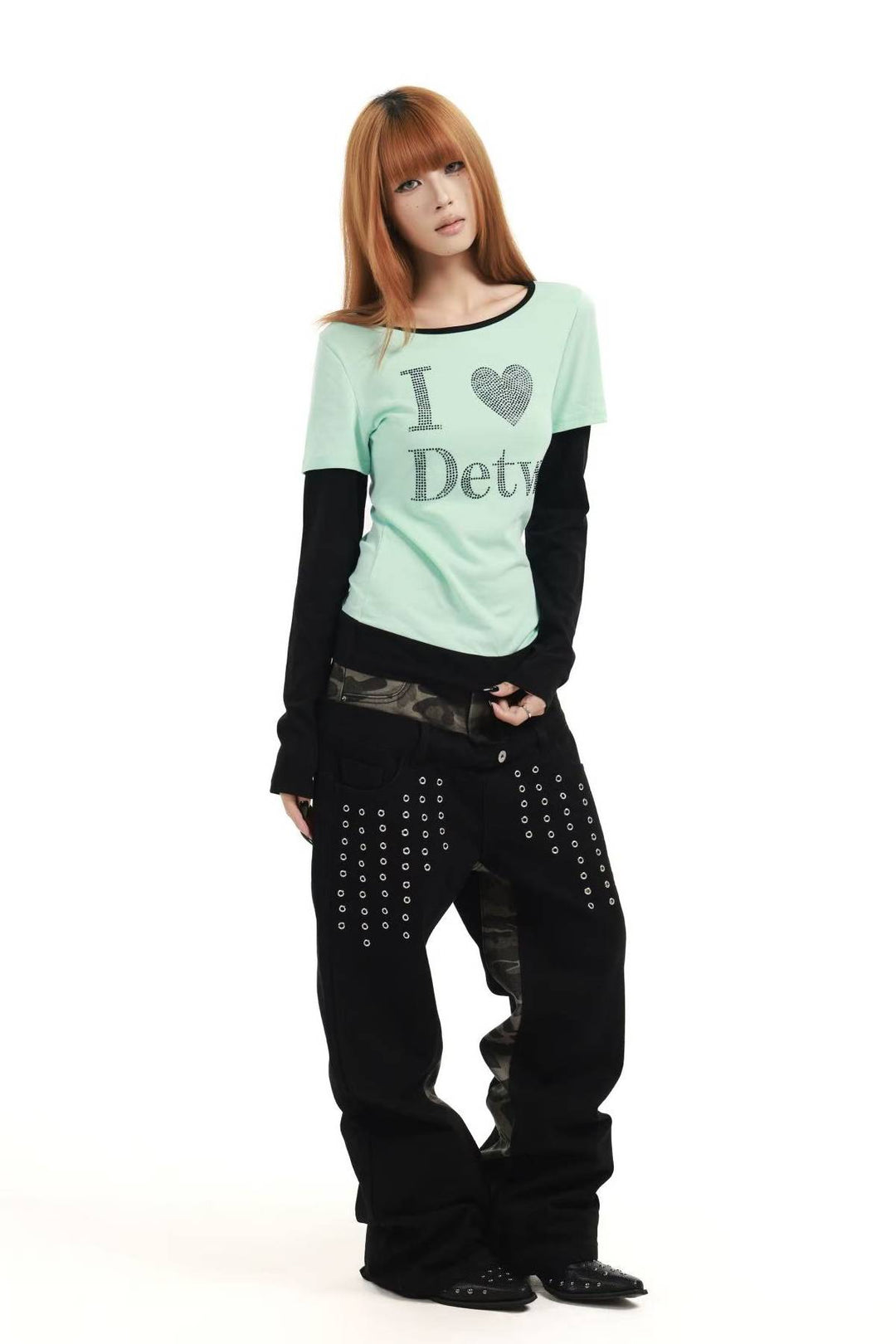Mint Layered Rhinestone Top
