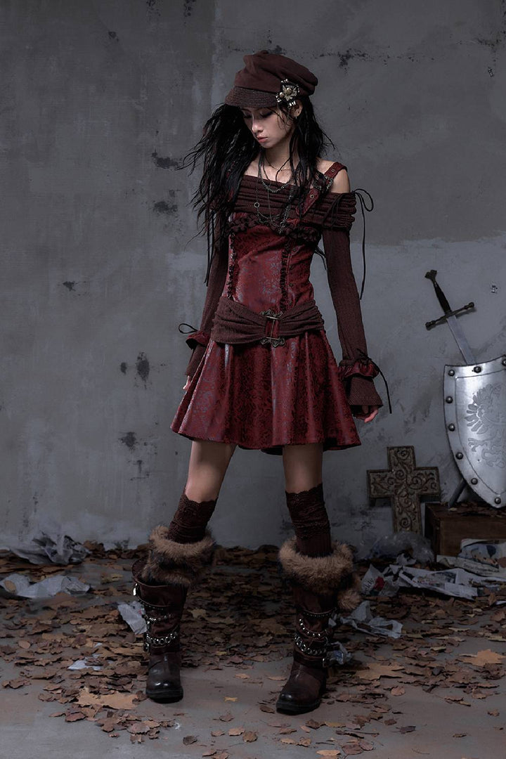 Ribbed Floral Mini Dress