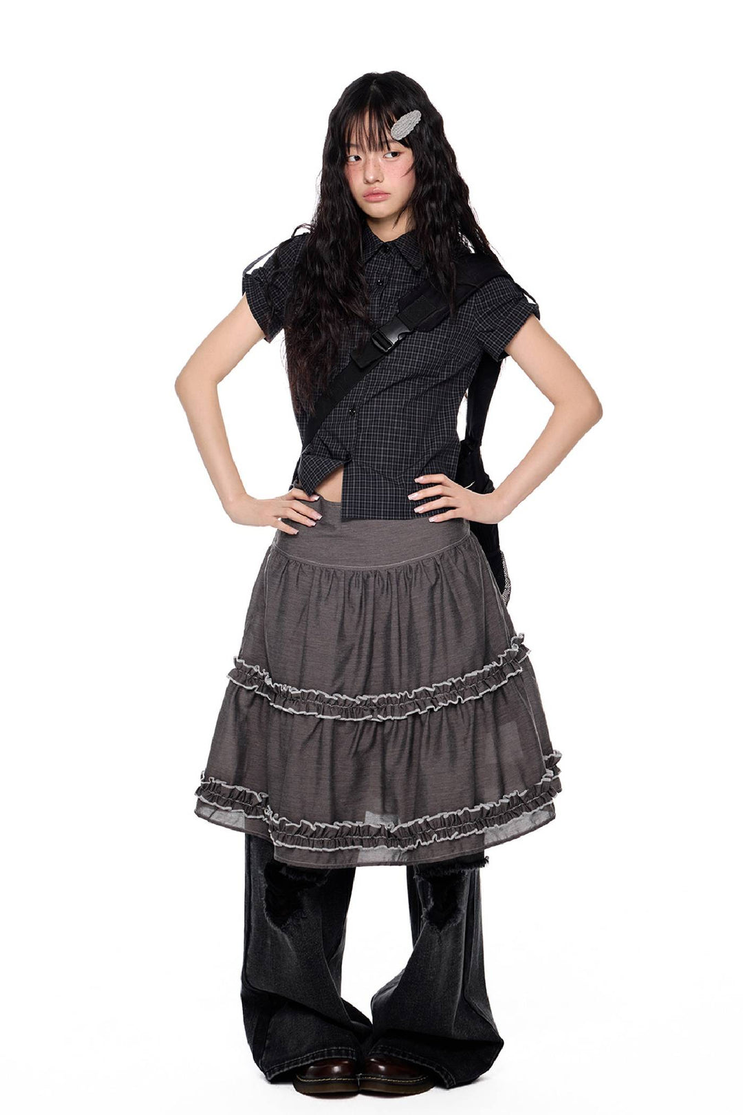 Layered Frill Midi Skirt