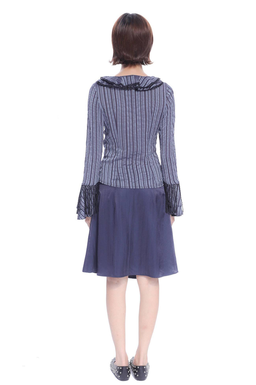 Button Detail Pleated Skirt