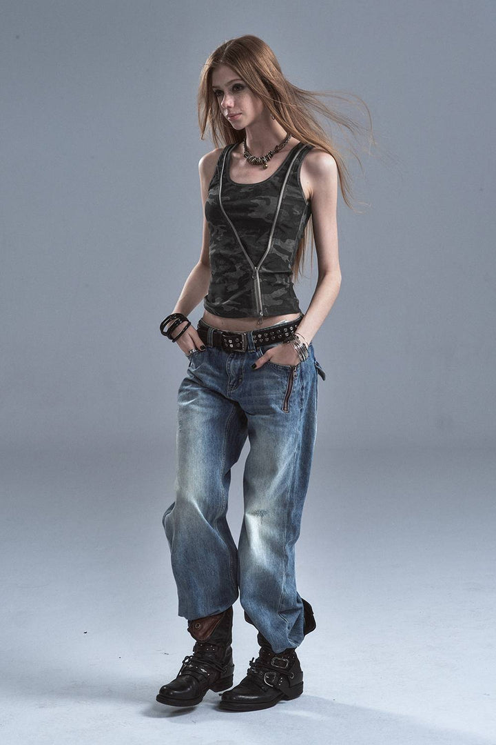 Asymmetric Zip Tank Top