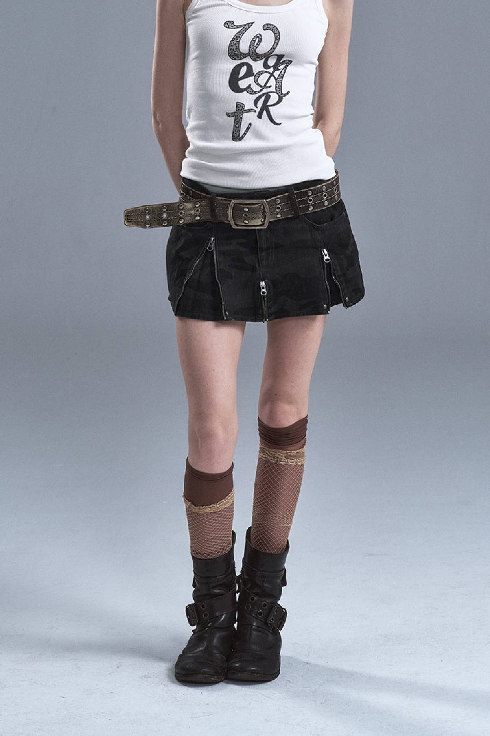 Camo Zip Mini Skirt
