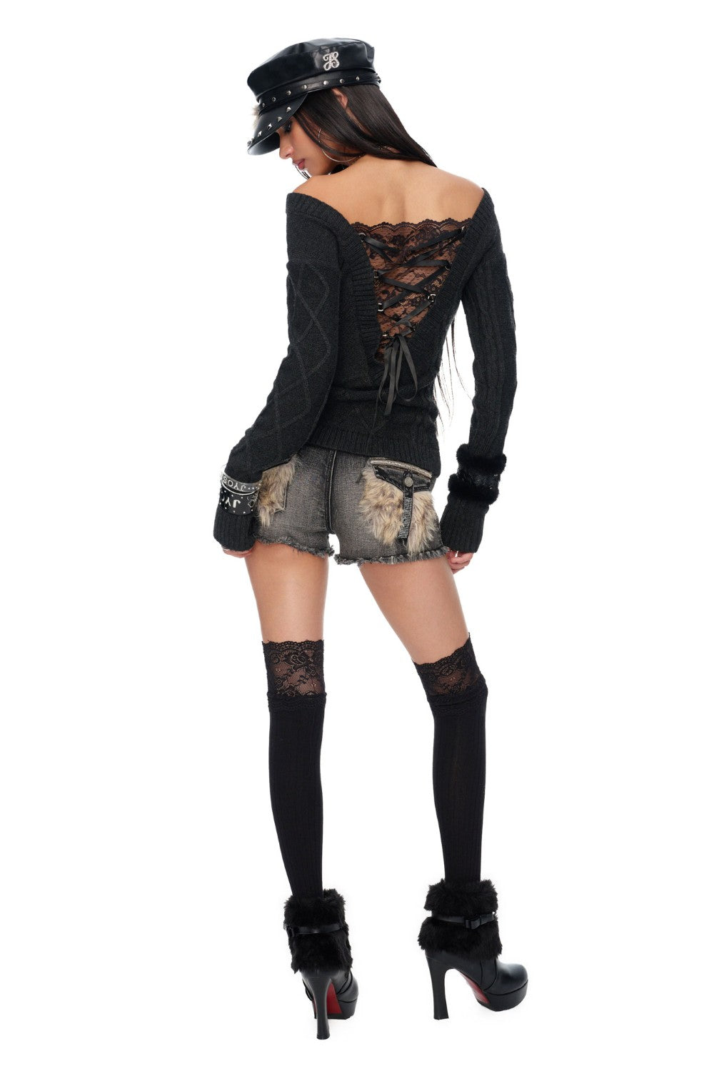 Blair Lace-Up Knit Sweater