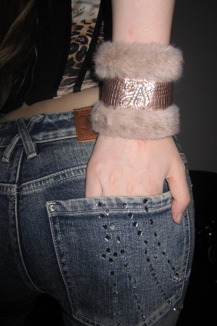 Vivienne Croc-Embossed Fur Cuff