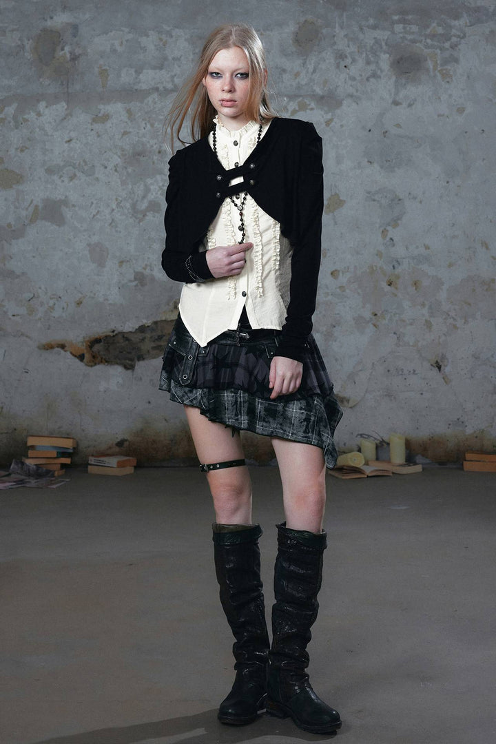 Layered Ruffle Cardigan Top