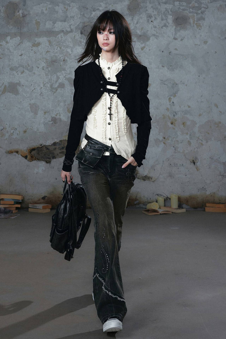 Layered Ruffle Cardigan Top
