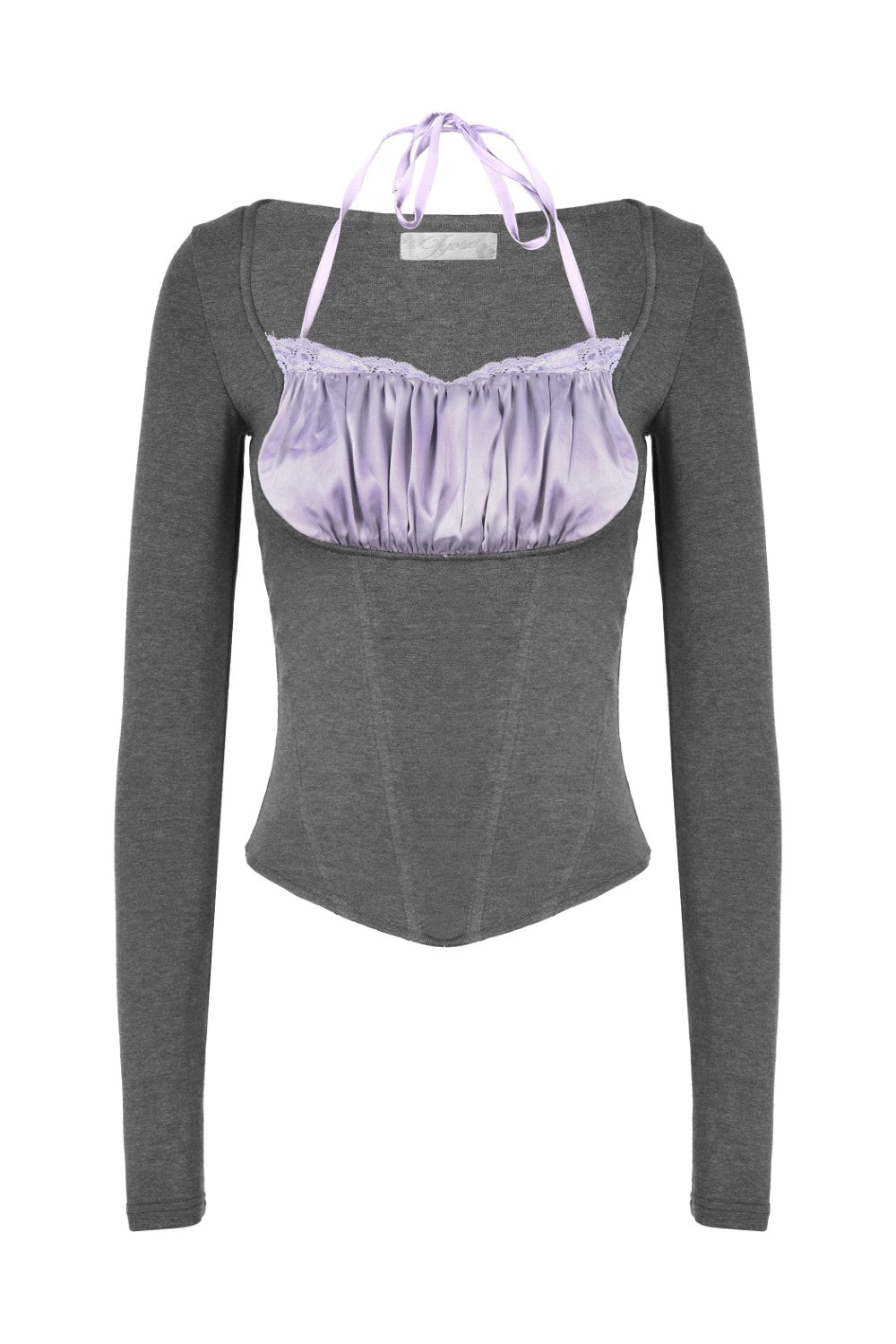 Lilac Satin Layered Long-Sleeve