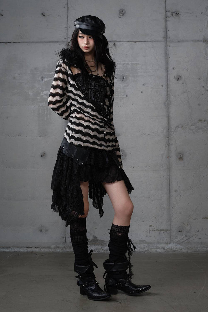 Asymmetric Lace Midi Skirt