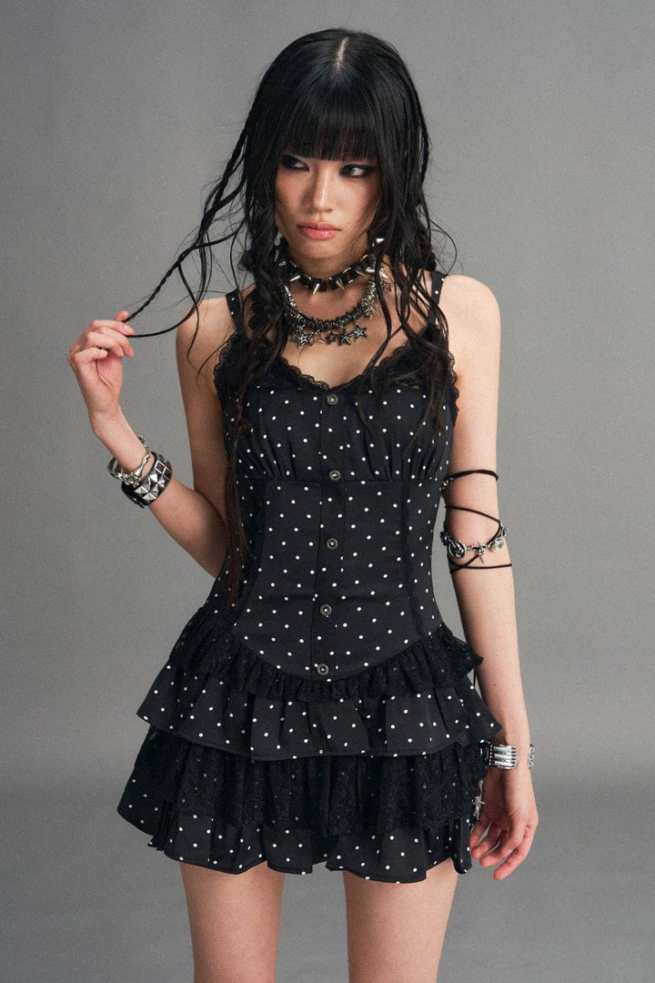 Polka Dot Tiered Mini Dress