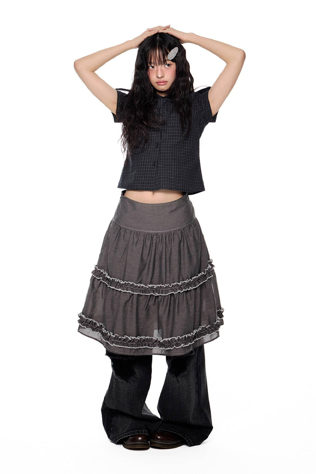 Layered Frill Midi Skirt