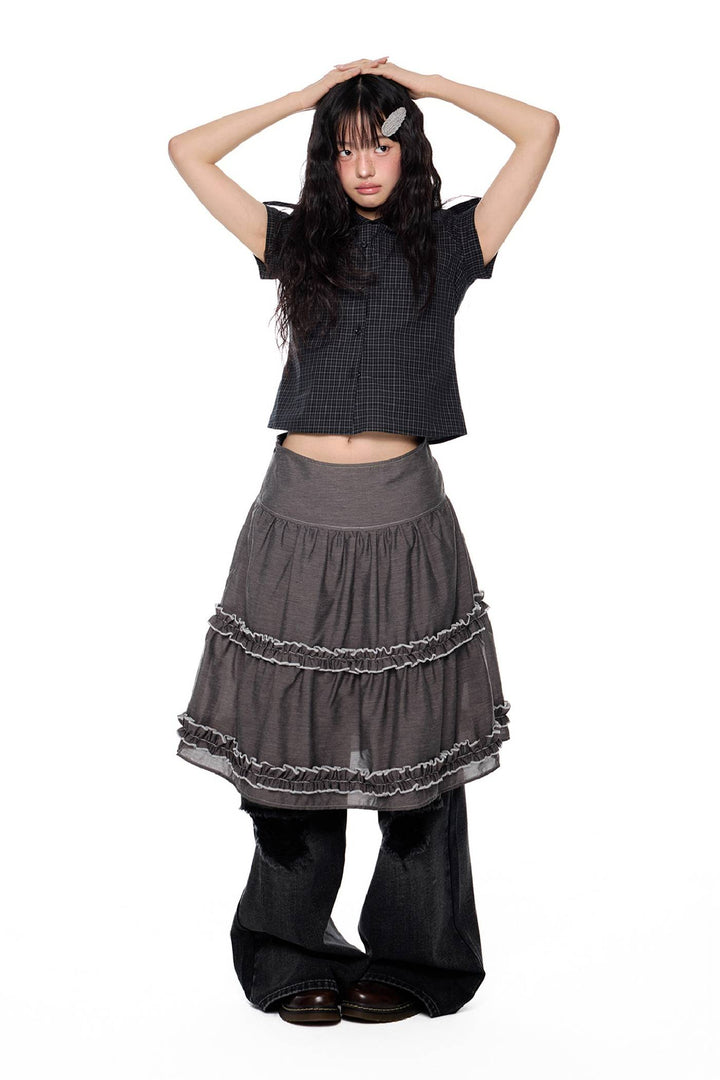 Layered Frill Midi Skirt